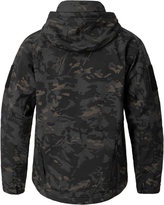 CARWORNIC Men’s Camo Quiet Hunting Jacket Waterproof Softshell Fleece Lined Camouflage Outdoor Hiking Fishing Coat