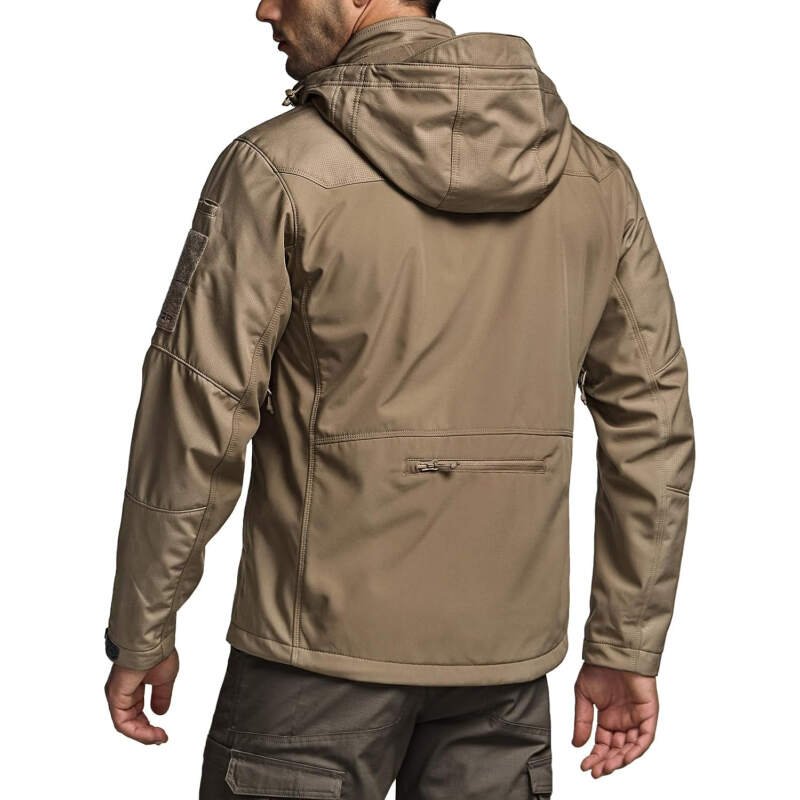 CQR Men’s Fleece Lined Tactical Softshell Jackets, Lightweight Water Resistant Hunting Hiking Jacket, Winter Outdoor Jacket