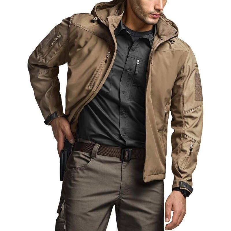 CQR Men’s Fleece Lined Tactical Softshell Jackets, Lightweight Water Resistant Hunting Hiking Jacket, Winter Outdoor Jacket