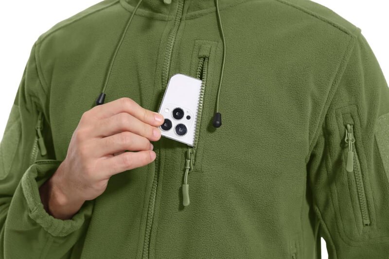 CRYSULLY Men’s Fleece Hoodie Jacket Winter Tactical Military Windproof Jackets Coat