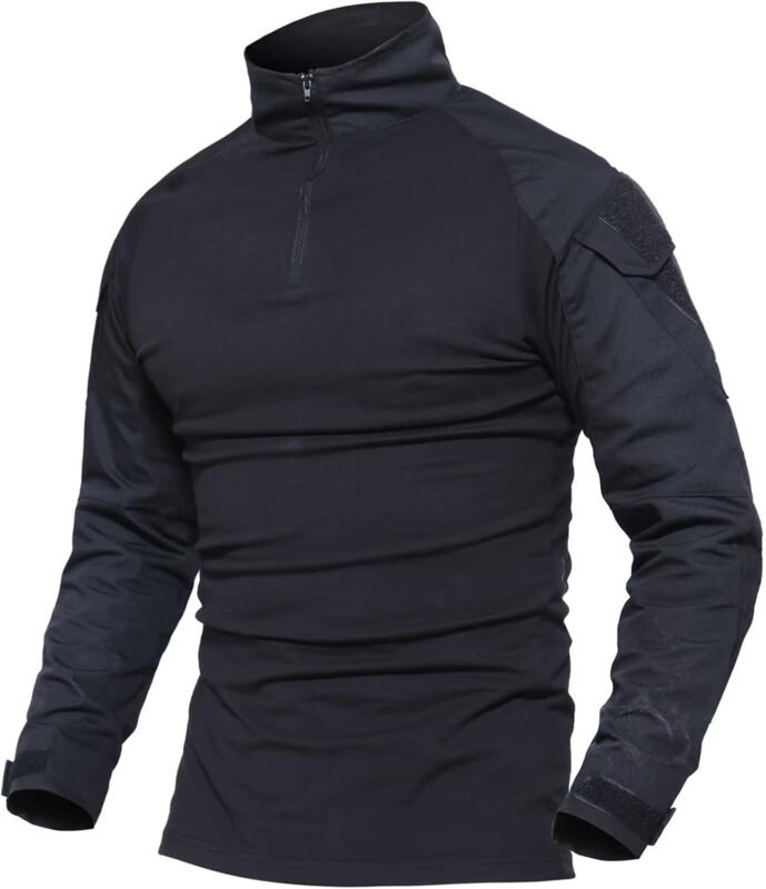 MAGCOMSEN Men’s Tactical Military Shirts 1/4 Zip Long Sleeve Shirt with Pockets