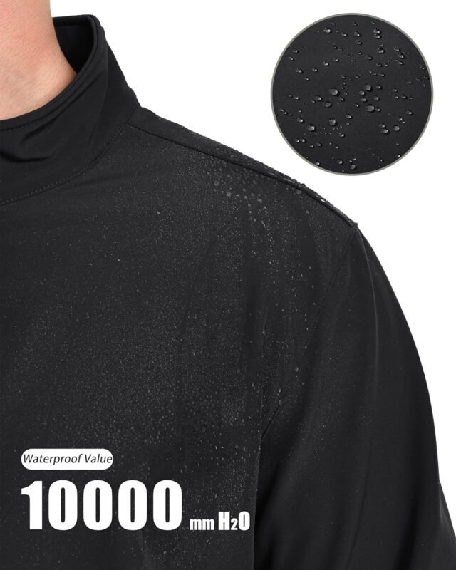 MAGCOMSEN Men’s Fleece Lined Softshell Jacket Waterproof Windbreaker Rain Jacket for Tactical Hiking