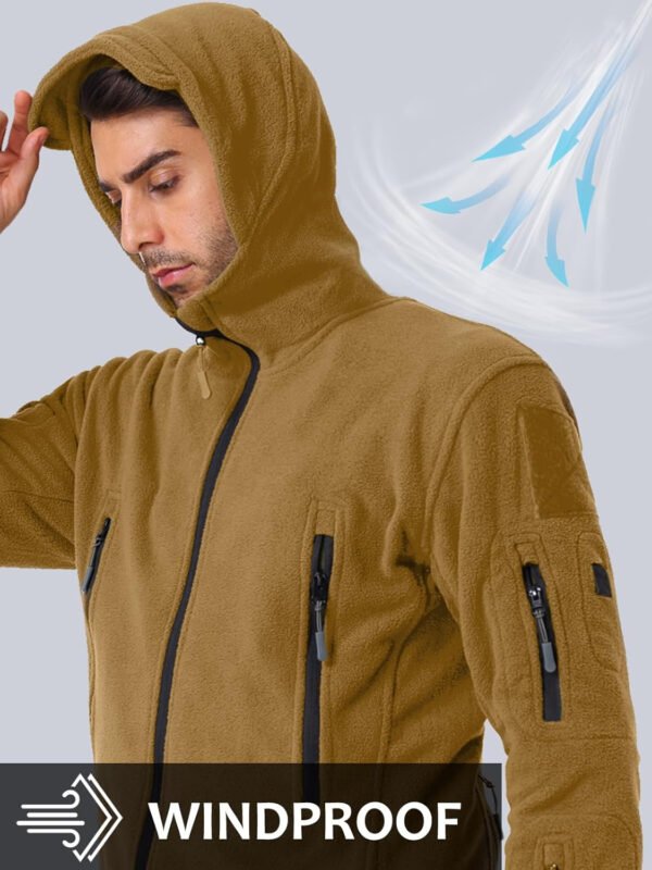 NAVEKULL Men’s Tactical Hoodie Fleece Jacket Winter Warm Full-Zip Military Army Outdoor Hiking Coat with 7 Zip-pockets