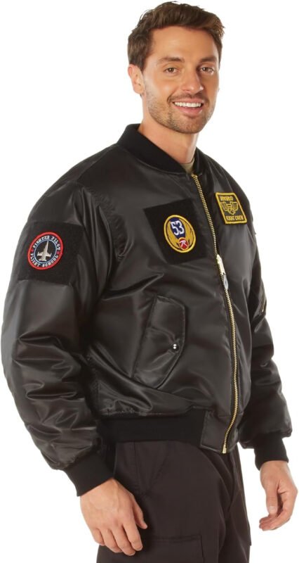 Rothco Flight Jacket with Patches – Classic Cold Weather Bomber Jacket with Morale Patches Included
