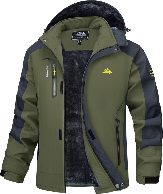 MAGCOMSEN Men’s Winter Coats Water Resistant Ski Snow Jacket Warm Fleece Parka Raincoats with Multi-Pockets