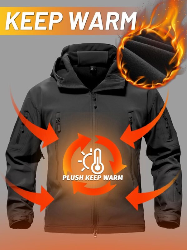 TACVASEN Men’s Special Ops Military Tactical Rain Jackets Winter Warm Fleece Softshell Hooded Raincoat Snowboard
