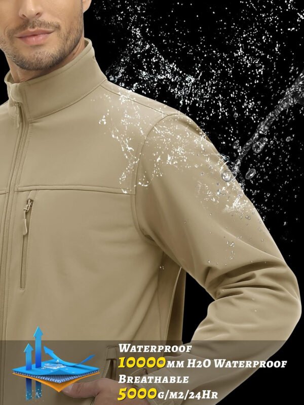 TACVASEN Men’s Lightweight Softshell Jacket Fleece Lined Waterproof Tactical Soft Shell Rain Coats Windbreaker Outdoor