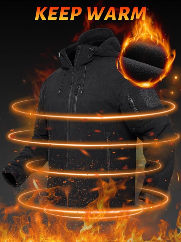 TACVASEN Men’s Tactical Fleece Jacket Heavyweight Military Hoodie with 6 Pockets Winter Warm Coats Windproof Outdoor