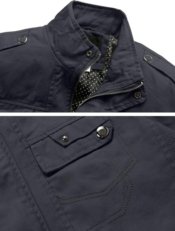 wantdo Men’s Cotton Lightweight Jacket Military Jacket Casual Field Coat Windbreaker