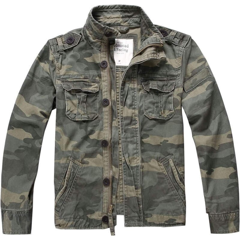 Admitted &Feeling Men’s camo Military Jacket Cargo Stand Collar Bomber Jackets Coat