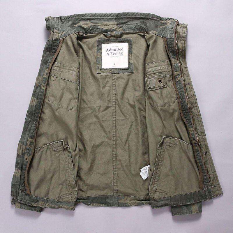 Admitted &Feeling Men’s camo Military Jacket Cargo Stand Collar Bomber Jackets Coat