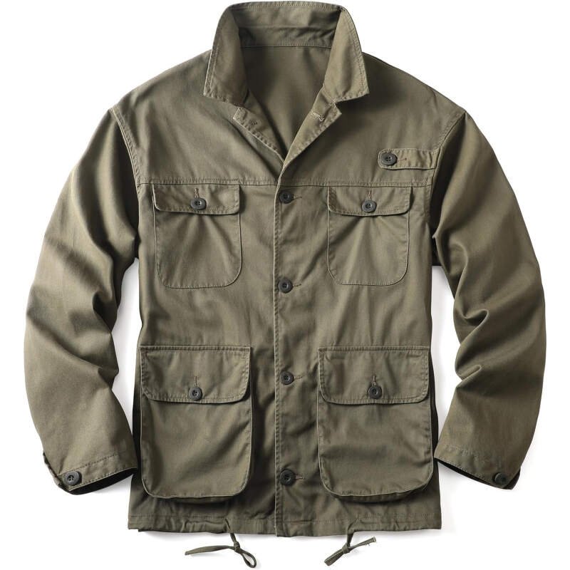AKHKING Men’s Camo Jacket M65 BDU Military Field Jacket Cotton Tactical Combat Army With Multi-Pockets Coat