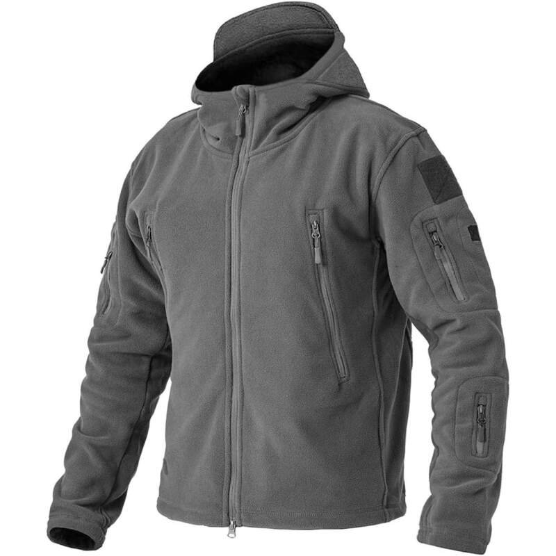 BIYLACLESEN Men’s Winter Fleece Jackets Hooded Warm Military Tactical Coats Sport Outdoor Fleece Jacket Coats