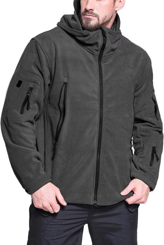 BIYLACLESEN Men’s Winter Fleece Jackets Hooded Warm Military Tactical Coats Sport Outdoor Fleece Jacket Coats