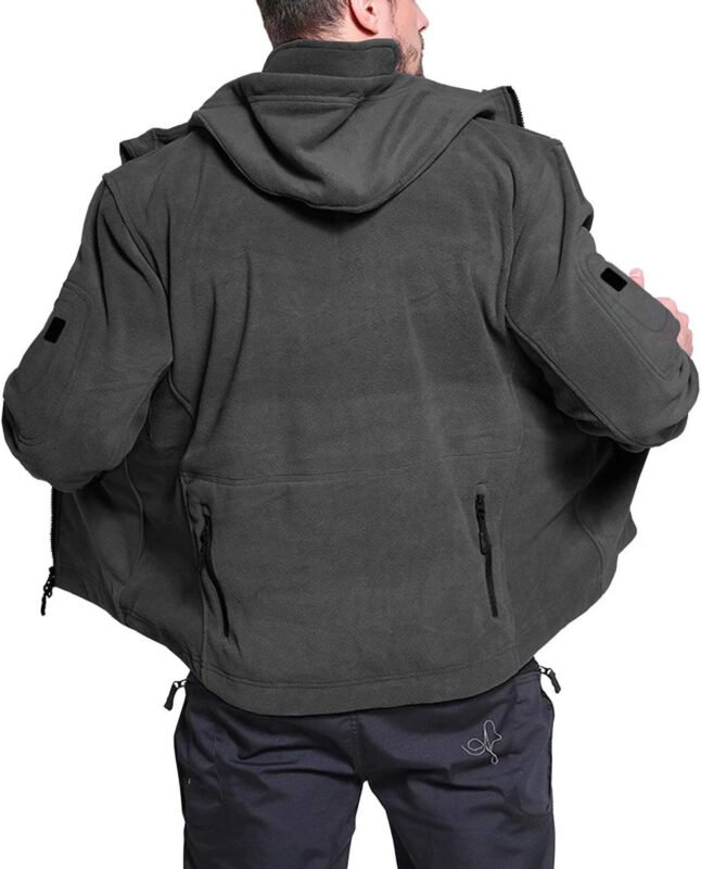 BIYLACLESEN Men’s Winter Fleece Jackets Hooded Warm Military Tactical Coats Sport Outdoor Fleece Jacket Coats