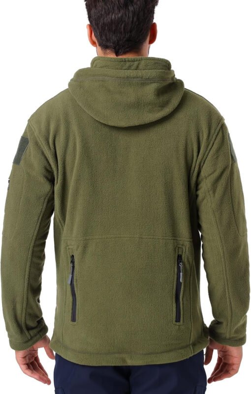 CARWORNIC Men’s Military Tactical Fleece Jacket Warm Multi-Pockets Outdoor Hooded Coat