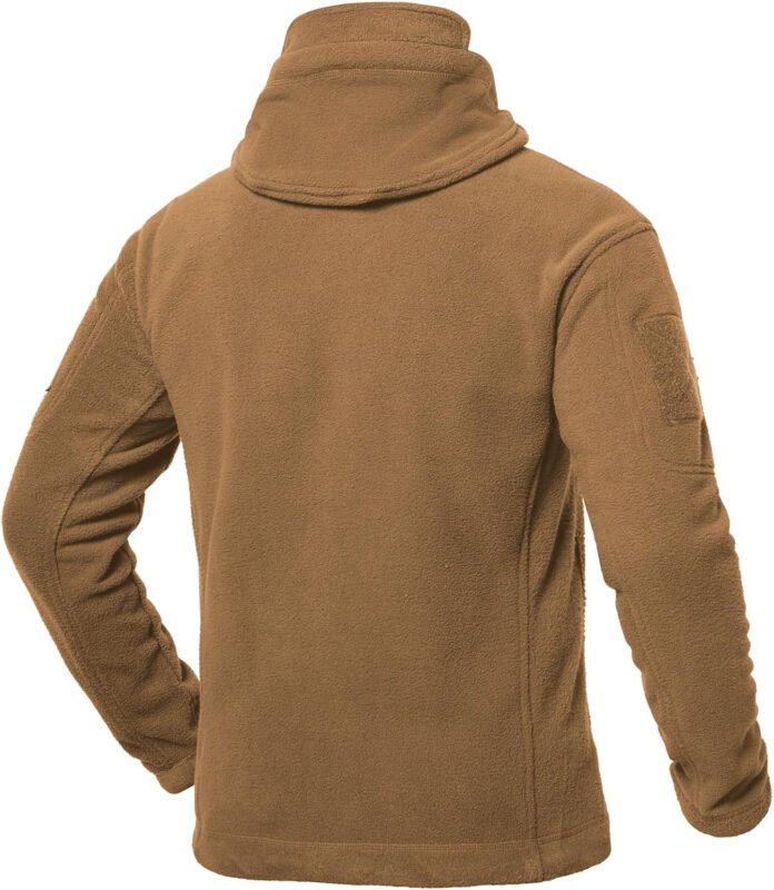 CARWORNIC Men’s Tactical Hooded Fleece Jackets Full-Zip Winter Warm Polar Military Outdoor Hiking Coat with Zipper Pockets
