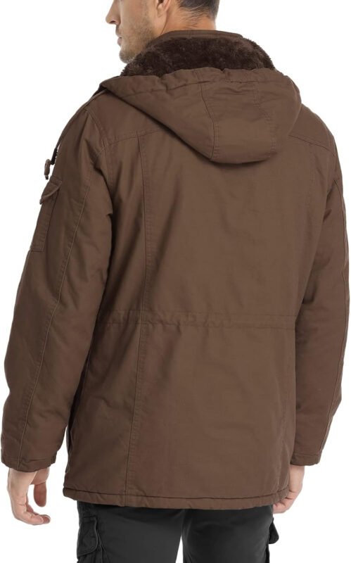 CHEXPEL Men’s Thick Winter Jackets with Hood, Fleece Lining, Cotton Military Work Jackets with Cargo Pockets, Outwear