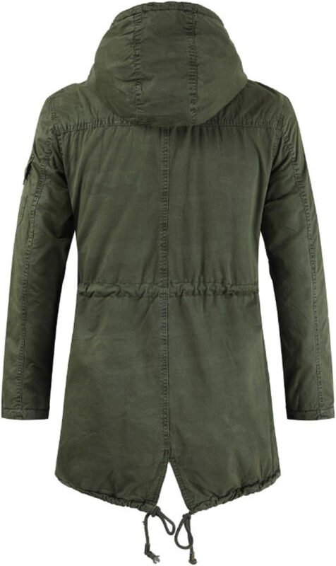 chouyatou Men’s Spring Military Full-Zip Removable Hooded Cotton Mid-Long Parka Jacket Coat