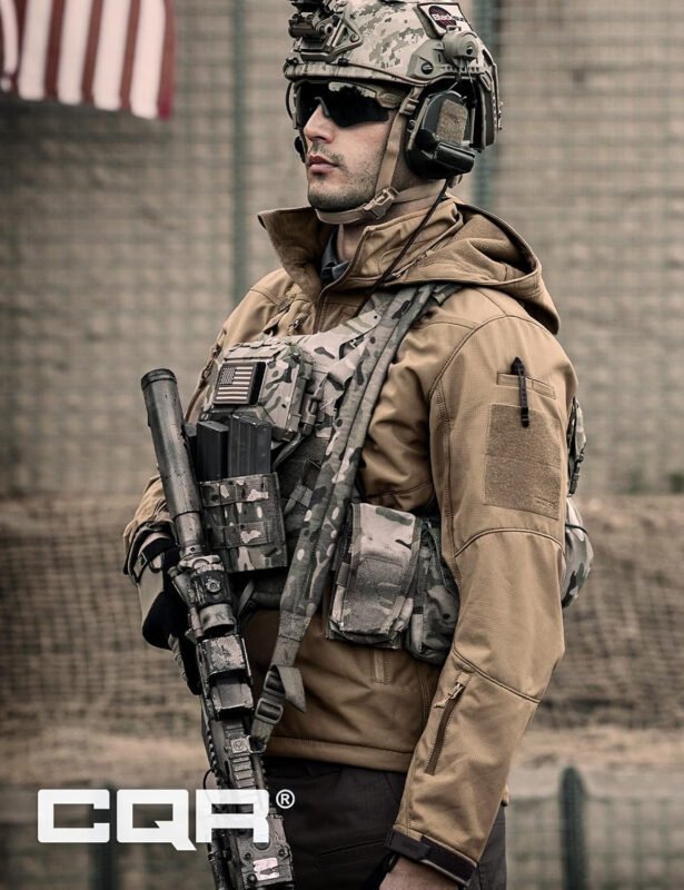 CQR Men’s Fleece Lined Tactical Softshell Jackets, Lightweight Water Resistant Hunting Hiking Jacket, Winter Outdoor Jacket