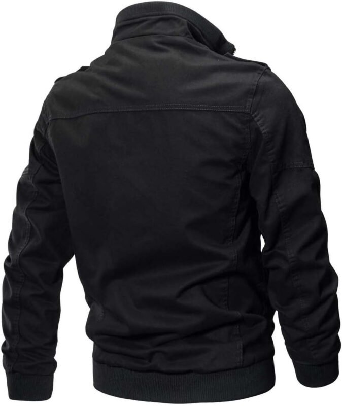 CRYSULLY Men’s Spring Fall Casual Windbreaker Jacket Cargo Stand Collar Military Bomber Jackets Coat