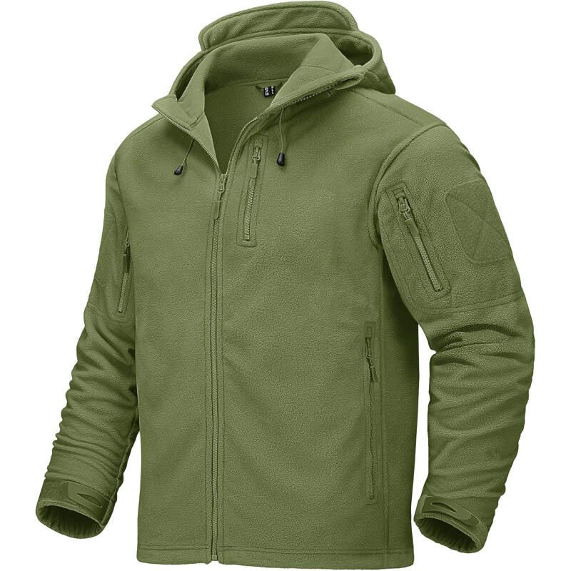 CRYSULLY Men’s Fleece Hoodie Jacket Winter Tactical Military Windproof Jackets Coat