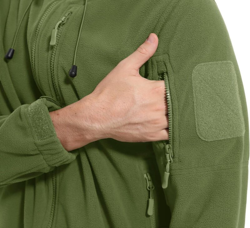 CRYSULLY Men’s Fleece Hoodie Jacket Winter Tactical Military Windproof Jackets Coat