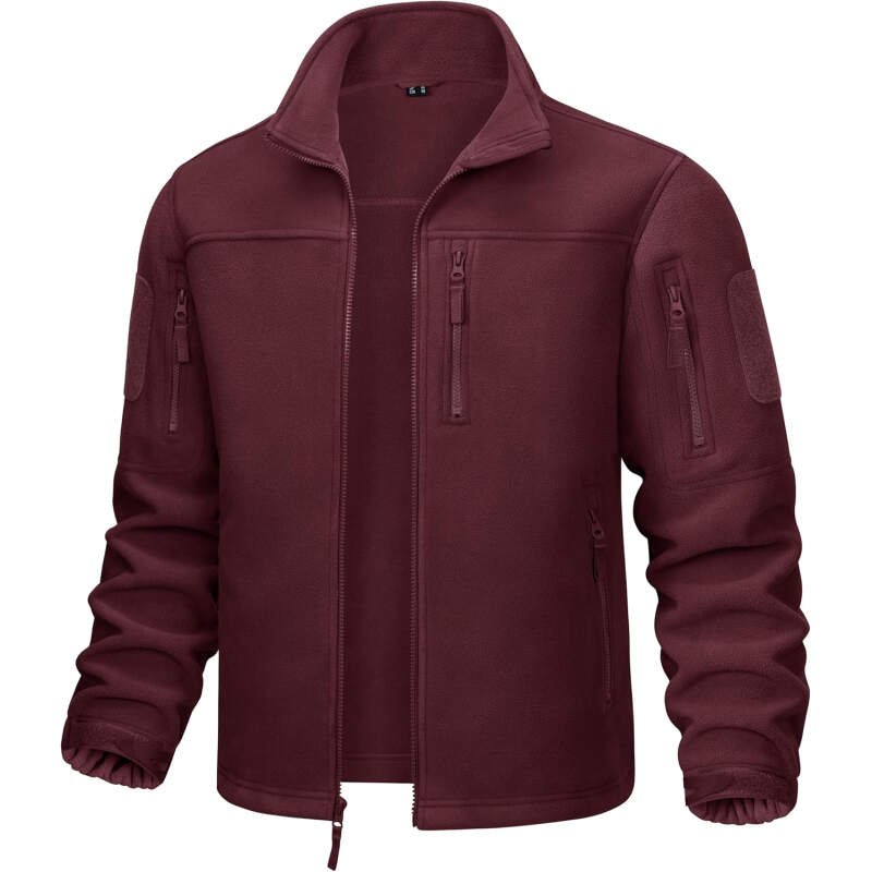 CRYSULLY Men’s Fleece Jacket Tactical Full-Zip Winter Coat Jackets Multi Pockets