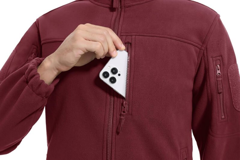 CRYSULLY Men’s Fleece Jacket Tactical Full-Zip Winter Coat Jackets Multi Pockets