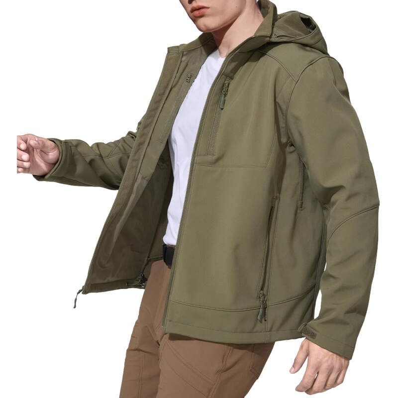 Mens Jacket Waterproof Hooded Coats Tactical Soft Shell Jackets for Men