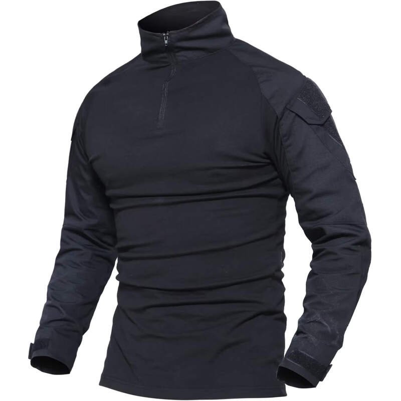 MAGCOMSEN Men’s Tactical Military Shirts 1/4 Zip Long Sleeve Shirt with Pockets