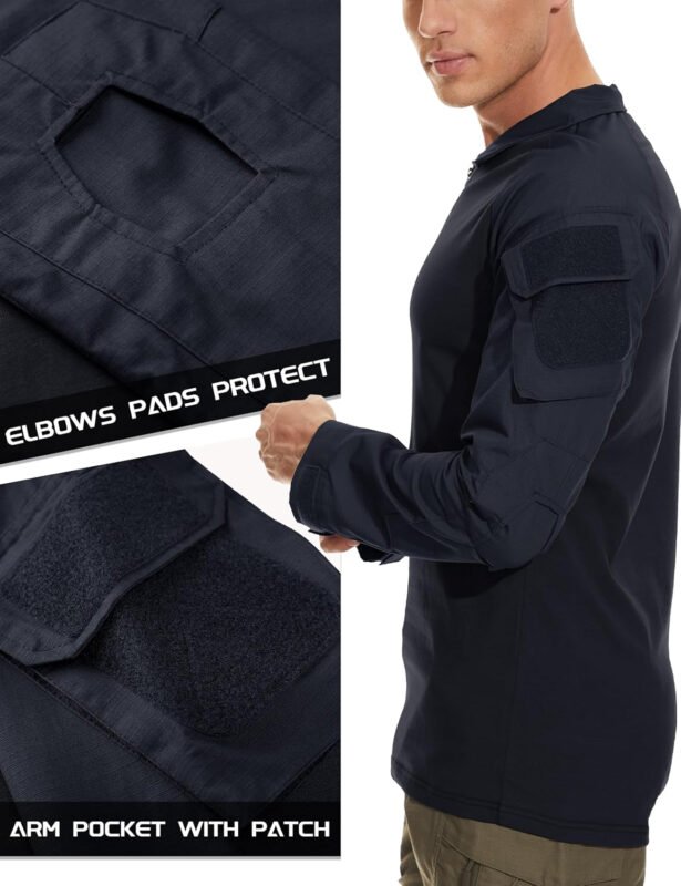 MAGCOMSEN Men’s Tactical Military Shirts 1/4 Zip Long Sleeve Shirt with Pockets