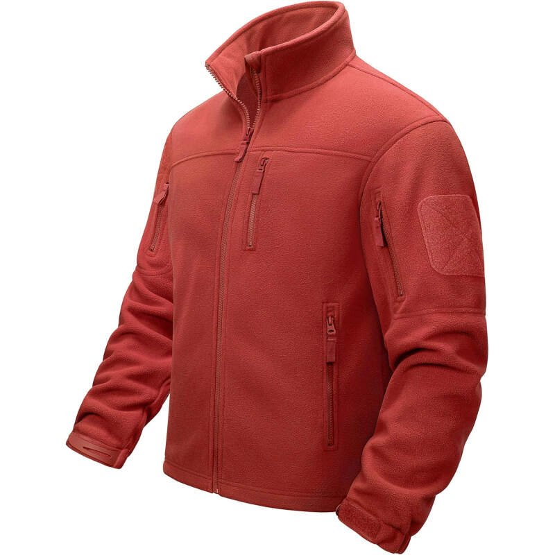MAGCOMSEN Men’s Full-Zip Fleece Jacket Casual Stand Collar Outwear Winter Tactical Jackets Warm Coats