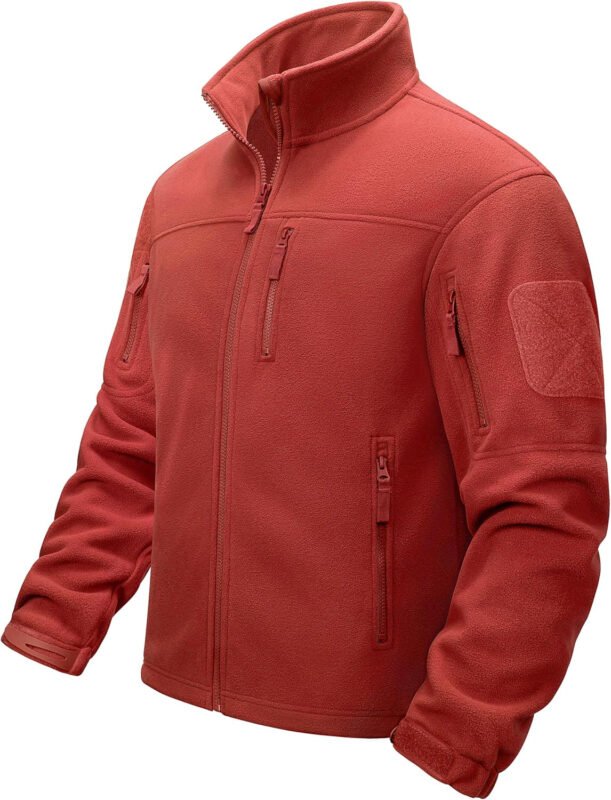 MAGCOMSEN Men’s Full-Zip Fleece Jacket Casual Stand Collar Outwear Winter Tactical Jackets Warm Coats