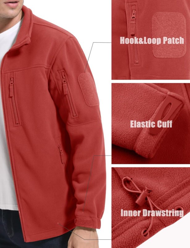 MAGCOMSEN Men’s Full-Zip Fleece Jacket Casual Stand Collar Outwear Winter Tactical Jackets Warm Coats
