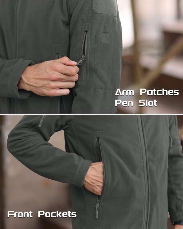 MAGCOMSEN Men’s Military Tactical Jacket Warm Fleece Hoodies Sport Outdoor Winter Coats Windbreaker