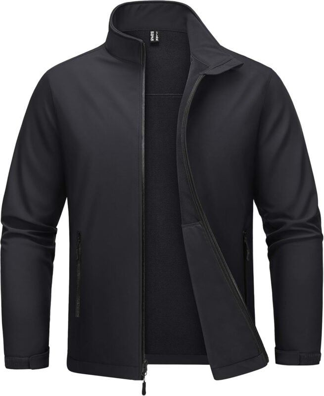 MAGCOMSEN Men’s Fleece Lined Softshell Jacket Waterproof Windbreaker Rain Jacket for Tactical Hiking