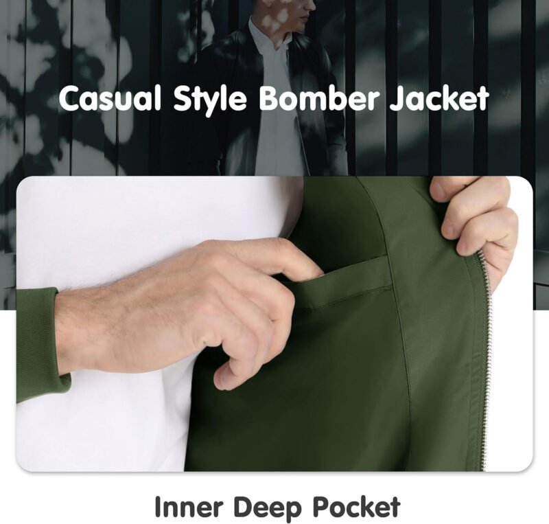 MAGNIVIT Men’s Lightweight Bomber Jacket Windbreaker Casual Fall Spring Outdoor Coat