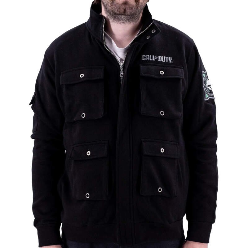 Ripple Junction Call of Duty Men’s Military Cargo Full Zip Jacket Ghost Task Force 141 Embroidery Patches Officially Licensed
