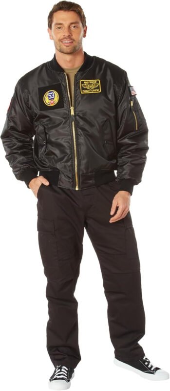 Rothco Flight Jacket with Patches – Classic Cold Weather Bomber Jacket with Morale Patches Included