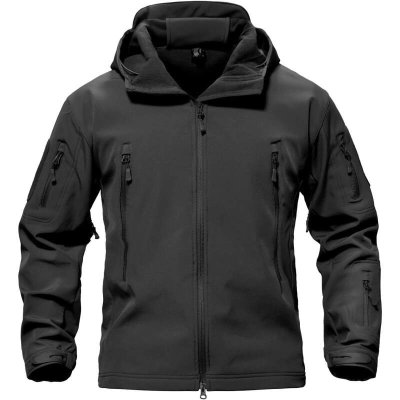 TACVASEN Men’s Special Ops Military Tactical Rain Jackets Winter Warm Fleece Softshell Hooded Raincoat Snowboard