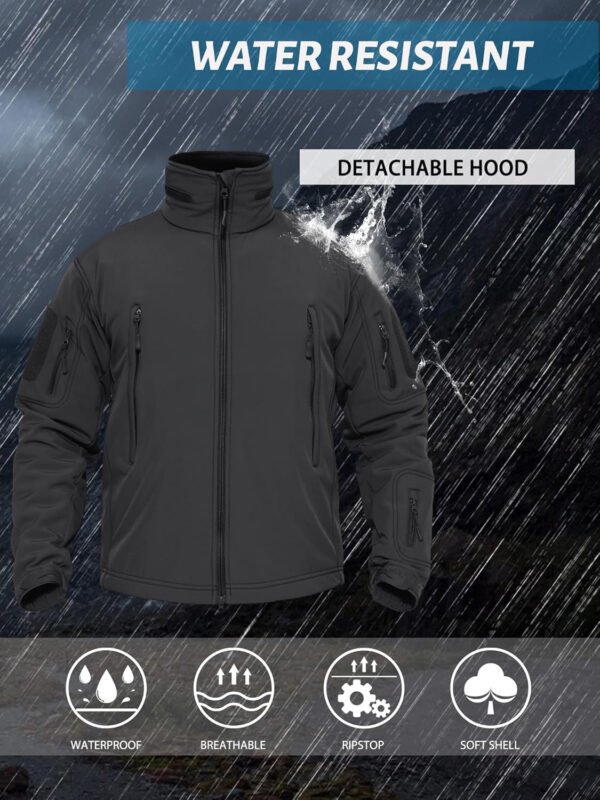 TACVASEN Men’s Fleece Lined Tactical Jacket Waterproof Military Hoodie Winter Softshell Jacket Rain Coat Warm Hiking Hunting