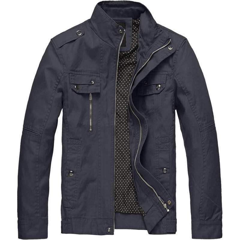 wantdo Men’s Cotton Lightweight Jacket Military Jacket Casual Field Coat Windbreaker