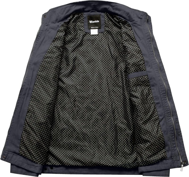 wantdo Men’s Cotton Lightweight Jacket Military Jacket Casual Field Coat Windbreaker